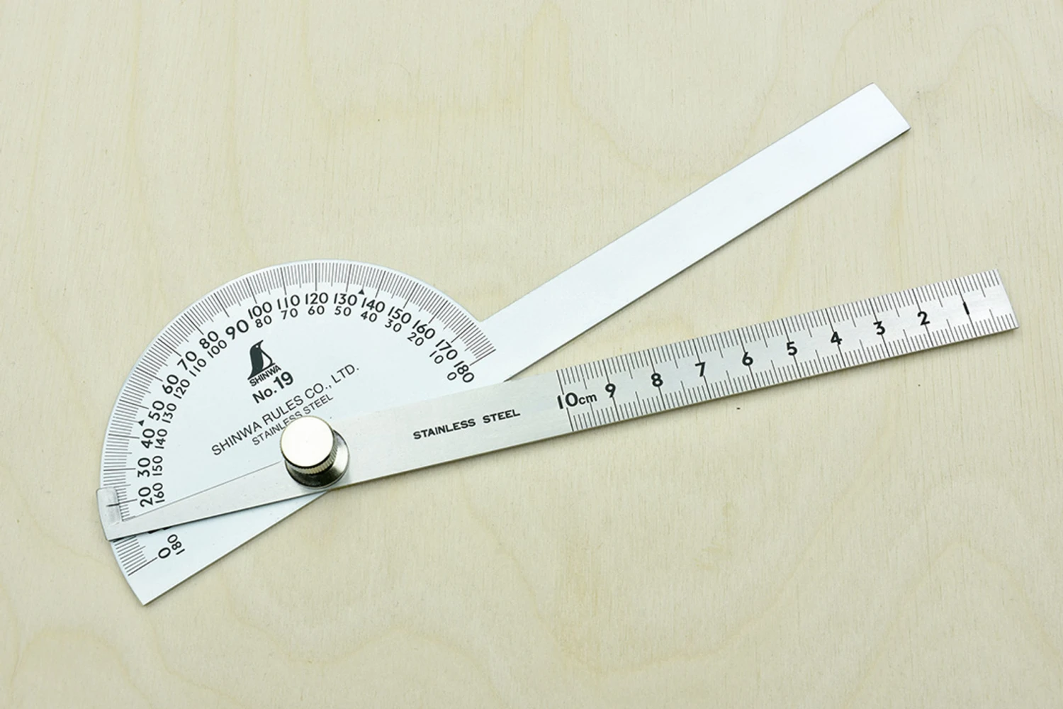 Shinwa Protractor No.9 Double Blade Hard Chrome Finish Ø90 100mm